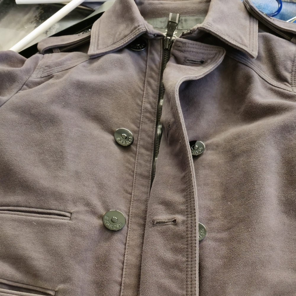 Express Men's Moleskin Military-Style Peacoat (Size Small)